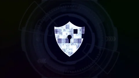 A blue security shield and firewall motion graphic on circle blue background Stock Footage 130772429