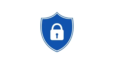 Blue security shield animation with locked white padlock and light sweep Stock Footage 315245161