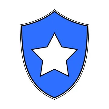 Blue security shield emblem with central white star protection symbol Stock Illustration