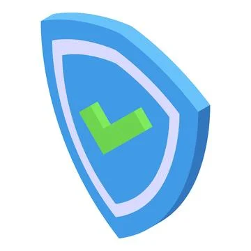 Blue security shield with green check mark presenting secure system for pro.. Stock Illustration