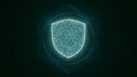 Blue security shield with hexagon shape and circle on futuristic background Stock-Footage 201542267