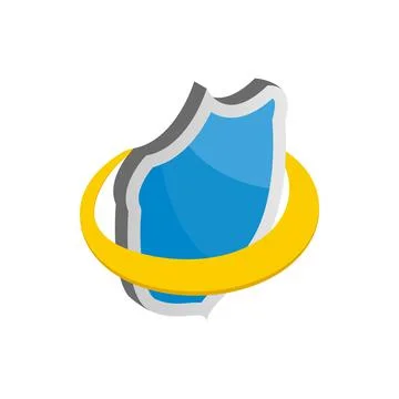 Blue security shield icon, isometric 3d style Stock Illustration