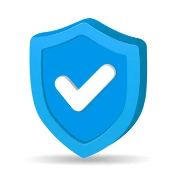 Blue security shield icon vector emoji illustration with a white check mark Stock Illustration