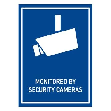 Blue security sign - monitored by security cameras Stock Illustration
