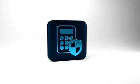 Blue Security system control panel with display icon isolated on grey background Stock Illustration