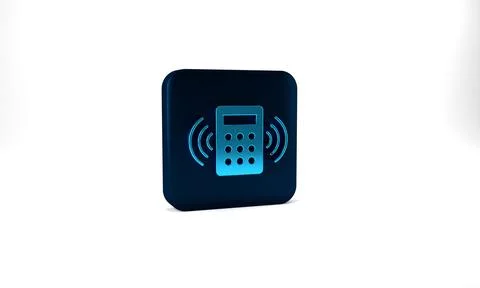 Blue Security system control panel with display icon isolated on grey background Stock Illustration