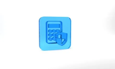 Blue Security system control panel with display icon isolated on grey background Stock Illustration