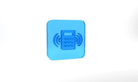 Blue Security system control panel with display icon isolated on grey background Stock Illustration