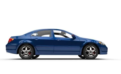 Blue Sedan Side View Ilustración de archivo