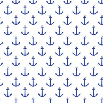 Blue see anchor seamless pattern. Flat vector illustration Stock Illustration