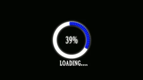 Blue Segmented Ring Progress Indicator Showing 100% Percent Loading on Blac.. Video stock 321451426