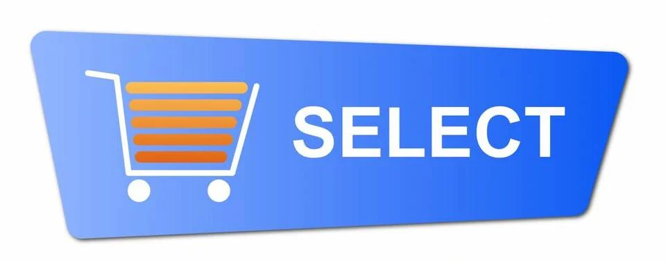 Blue Select Button Blue select button with a shopping cart on white backgr... Stock Photos
