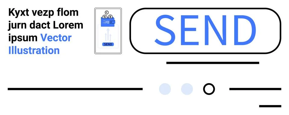 Blue SEND button, placeholder text, minimalistic design elements. Ideal for m Stock Illustration