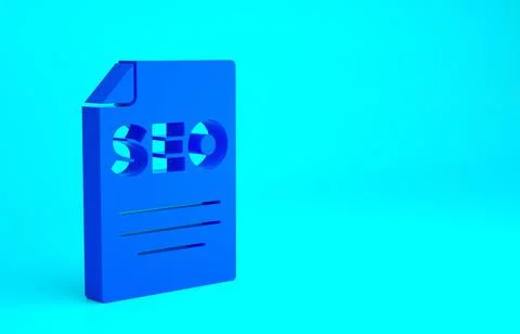 Blue SEO optimization icon isolated on blue background. Minimalism concept. 3 Stock Illustration