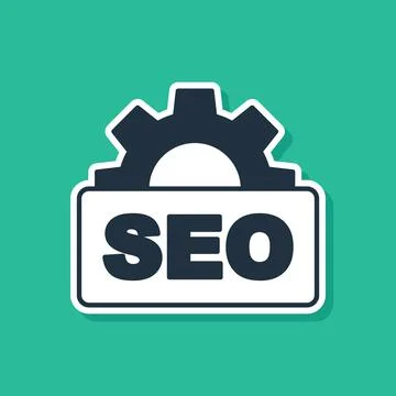 Blue SEO optimization icon isolated on green background. Vector Stockillustratie