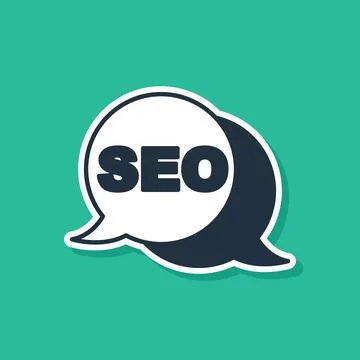 Blue SEO optimization icon isolated on green background. Vector Stock Illustration
