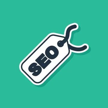 Blue SEO optimization icon isolated on green background. Vector Stock Illustration