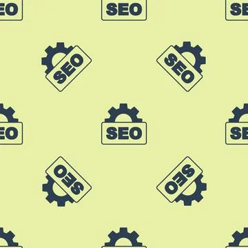 Blue SEO optimization icon isolated seamless pattern on yellow background Stock Illustration