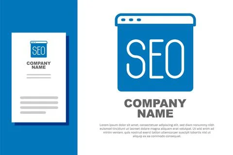 Blue SEO optimization icon isolated on white background. Logo design template Stock Illustration