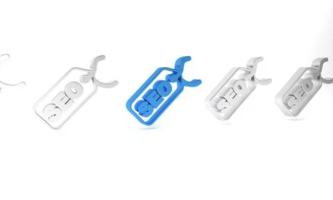 Blue SEO optimization icon isolated on white background. Minimalism concept.. Stock Illustration