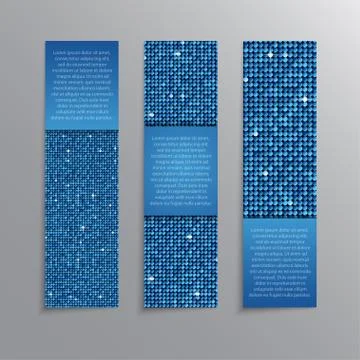 Blue Sequins Banners. Card, Brochure, Probe. 스톡 일러스트