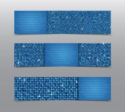 Blue Sequins Banners. Card, Brochure, Probe. Stock Illustration