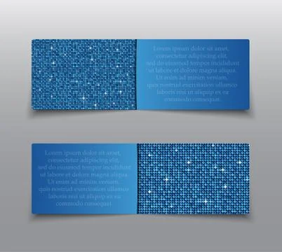 Blue Sequins Banners. Card, Brochure, Probe. Stock Illustration