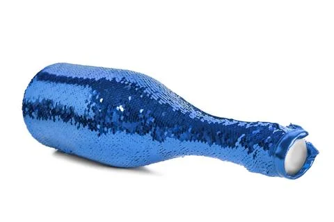 Blue sequins bottle isolated Stock Photos