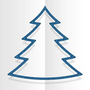 Blue Sequins Christmas Tree. Winter. New Year. Stock Illustration