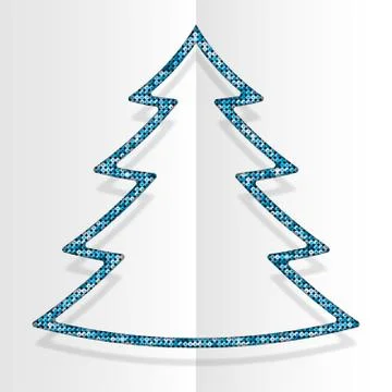 Blue Sequins Christmas Tree. Winter. New Year. Stock Illustration