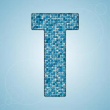 Blue sequins sings. Sequins alphabet. Eps 10. Stock Illustration