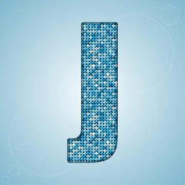 Blue sequins sings. Sequins alphabet. Eps 10. Stock Illustration