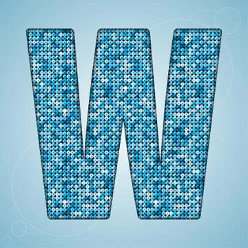 Blue sequins sings. Sequins alphabet. Eps 10. Illustrazione stock