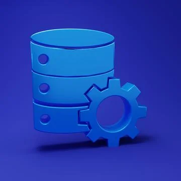 Blue Server and gear icon isolated on blue background. Adjusting app, servi.. 스톡 일러스트