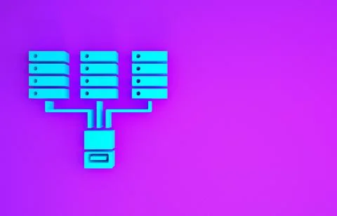 Blue Server, Data, Web Hosting icon isolated on purple background. Minimalism Illustrazione stock