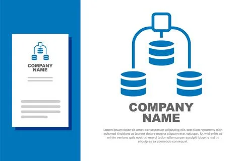 Blue Server, Data, Web Hosting icon isolated on white background. Logo design Illustrazione stock