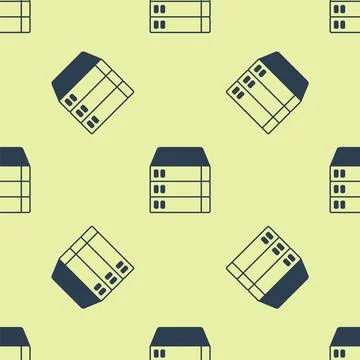 Blue Server, Data, Web Hosting icon isolated seamless pattern on yellow Illustrazione stock