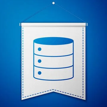 Blue Server, Data, Web Hosting icon isolated on blue background. White pennant Illustrazione stock