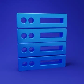 Blue Server, Data, Web Hosting icon isolated on blue background. Minimalism.. Stock Illustration