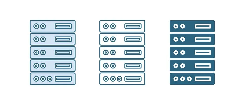 Blue Server, Data, Web Hosting icon isolated on white background.  Vector Stock Illustration