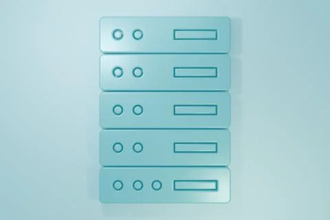 Blue Server, Data, Web Hosting icon isolated on blue background. Minimalism.. Stock Illustration