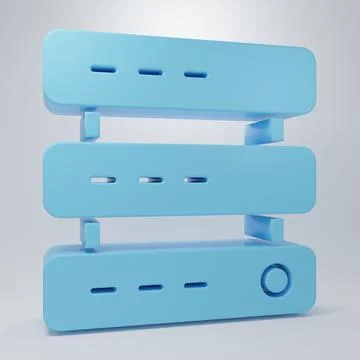 Blue Server, Data, Web Hosting icon isolated on grey background. Minimalism.. Illustrazione stock