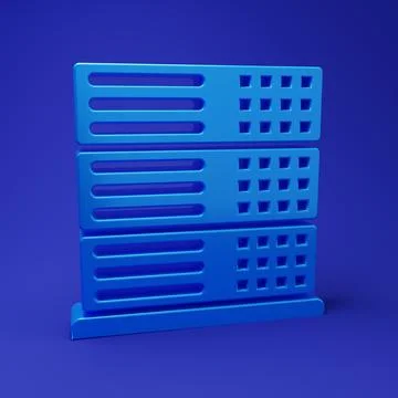 Blue Server, Data, Web Hosting icon isolated on blue background. Minimalism.. Stock Photos