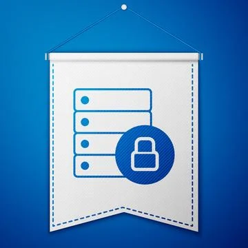 Blue Server security with closed padlock icon isolated on blue background. .. Stock Illustration
