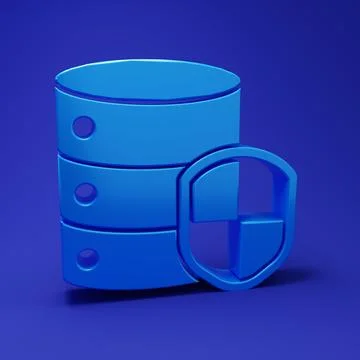 Blue Server with shield icon isolated on blue background. Protection agains.. イラスト素材