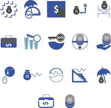 Blue set Financial Icon Stock Illustration