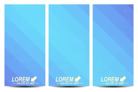 Blue set of vector flyers. Background with light blue triangles. Flyer, web Stock Illustration