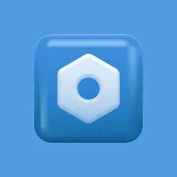Blue Settings Icon. 3D Design for Isolated Button Stock Illustration