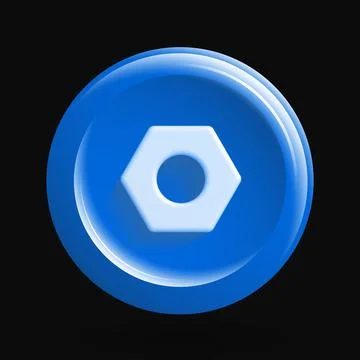 Blue Settings Icon. 3D Design for Isolated Button Stock Illustration