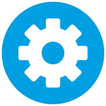 Blue settings icon isolated on white background . Gear wheel icon Stock Illustration